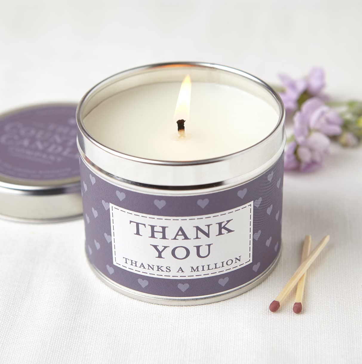 First Row 7oz Natural Wax Scented Different Occasion Gifting Tin Candle | Birthday, Boy, Congrats, Dad, Baby Girl, Good Luck,Love, Mum, Housewarming, Thank You, Wedding Wishes (Thank You)