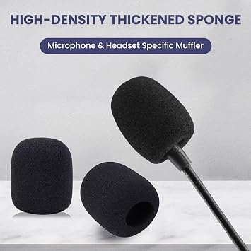 16 Pcs Headset Microphone Foam Cover, Mic Cover Mini Windscreens Sponge Foam Covers Shield Protection New Job Gifts, Small Microphone Noise Filter, Black