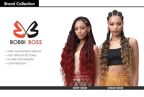 Miniatura 6 de Bobbi Boss - Trenzas de pelo sintético preemplumadas, 3 puntas King Wave Ocean Wave de 28 pulgadas (paquete de 5, 1)