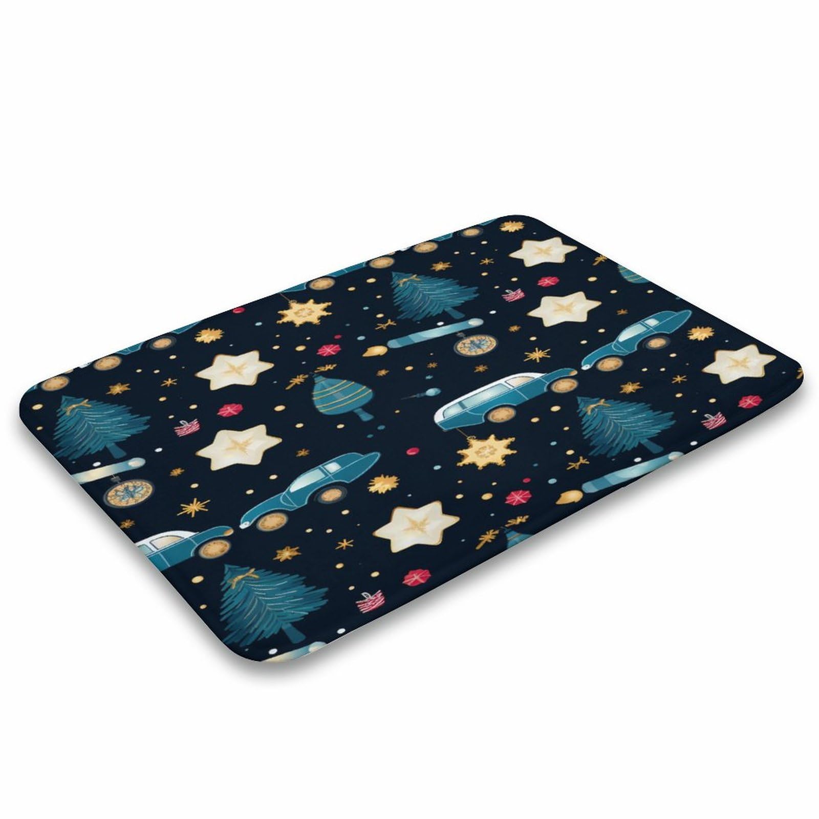 Bath Mat Police Car Christmas Pattern Shower Mat Kids Boys Car Coral Velvet Door Mats Kitchen Sink Rugs Bathroom Decor Accessories Soft Washable Non Slip Absorbent Shower Carpet 16