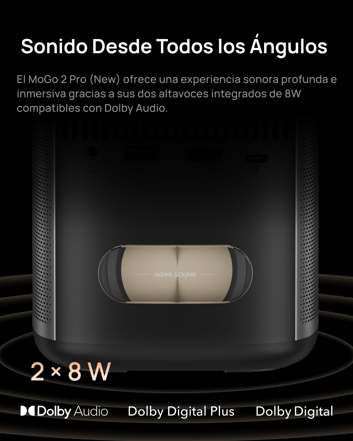 XGIMI MoGo 2 Pro (New) 1080P Mini Proyector Portátil, Google TV con Netflix, 430 Lúmenes ISO, Altavoces 2X8W, Soporta 4K, WiFi y Bluetooth, Enfoque Automático, Protección Ocular Inteligente