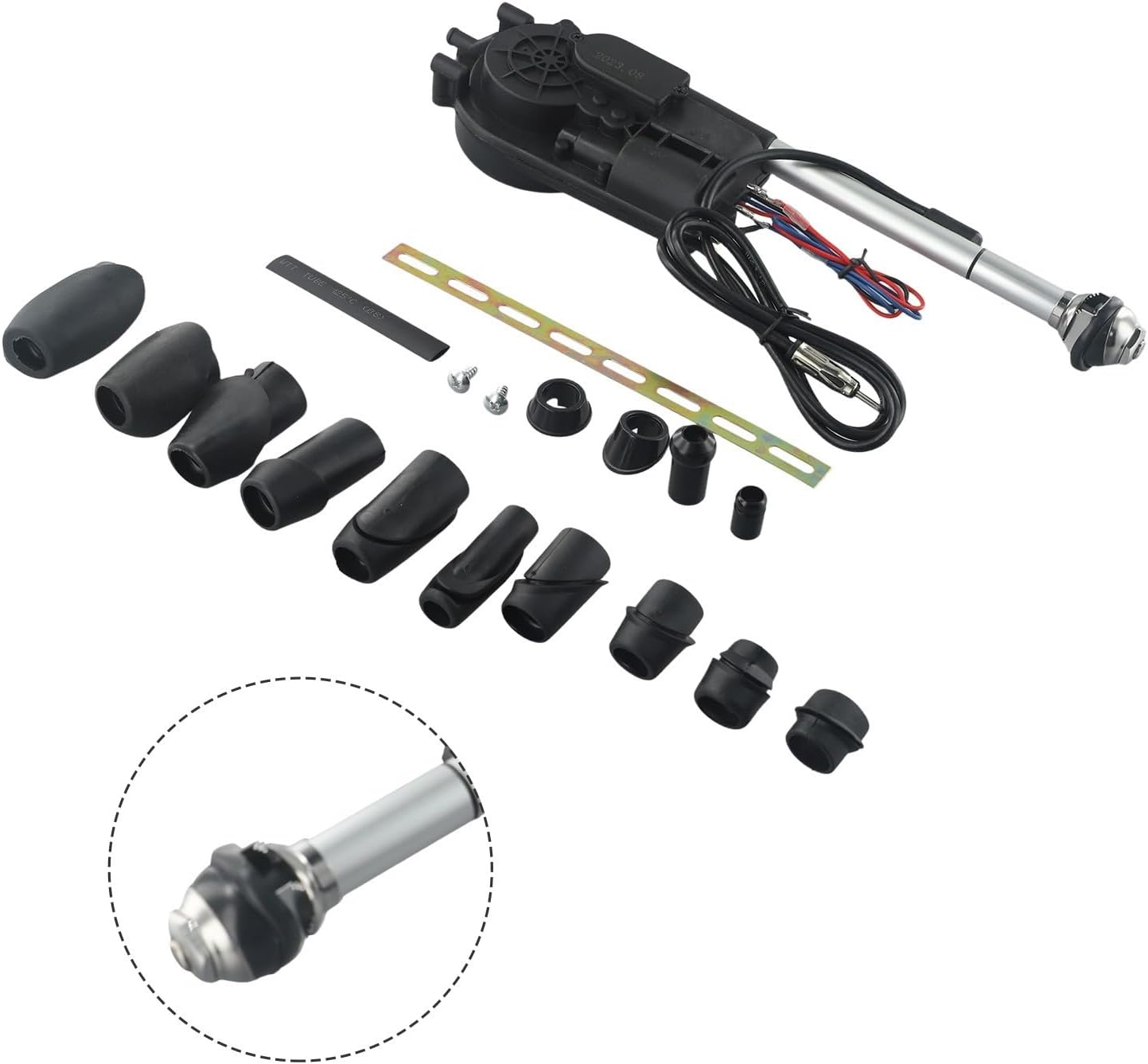 AM/FM Automatic Motor Power Antenna Replacement Kit DC12V With 75Cm Mast And 120Cm Cable, Compatible For Mercedes-Benz W140 W126 W124 W201 S-Class C-Class E-Class SL Models 1972-2002