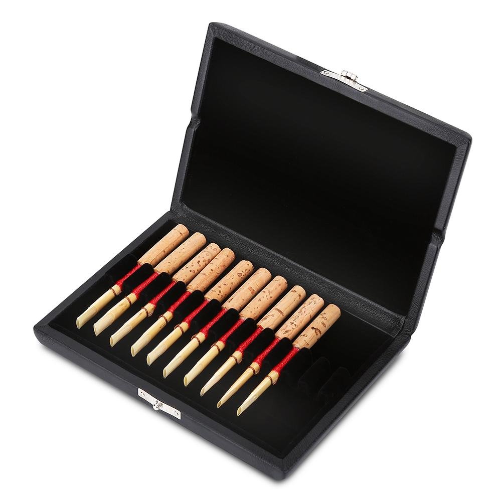Caja de alenaje del caso de Reed de Oboe, caja de alenamiento de madera del sostenedor de la caja de Reed del cuero de la PU para 10/12 / 20pcs Reeds Cover