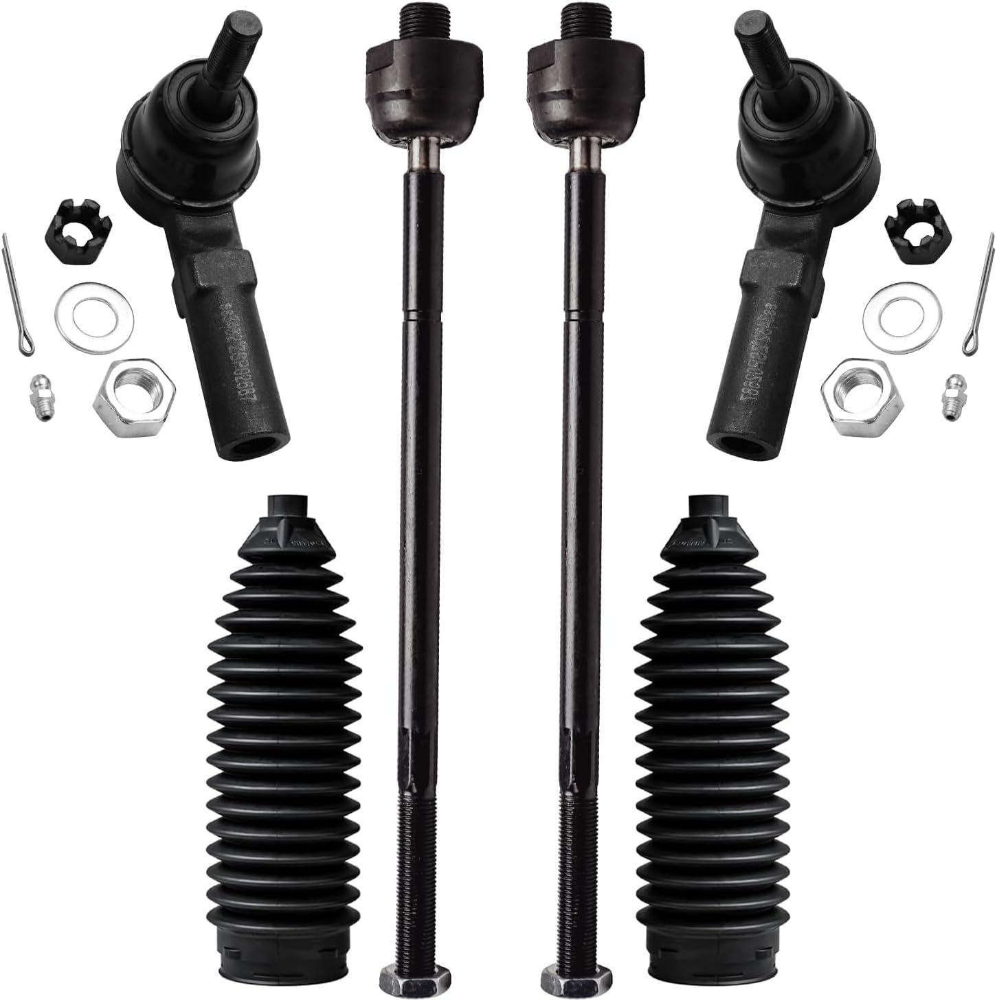 Detroit Axle - Front Tie Rods Kit for Buick LeSabre Lucerne Cadillac DTS DeVille, 4 Inner & Outer Tie Rods, 2 Boots, Replacement