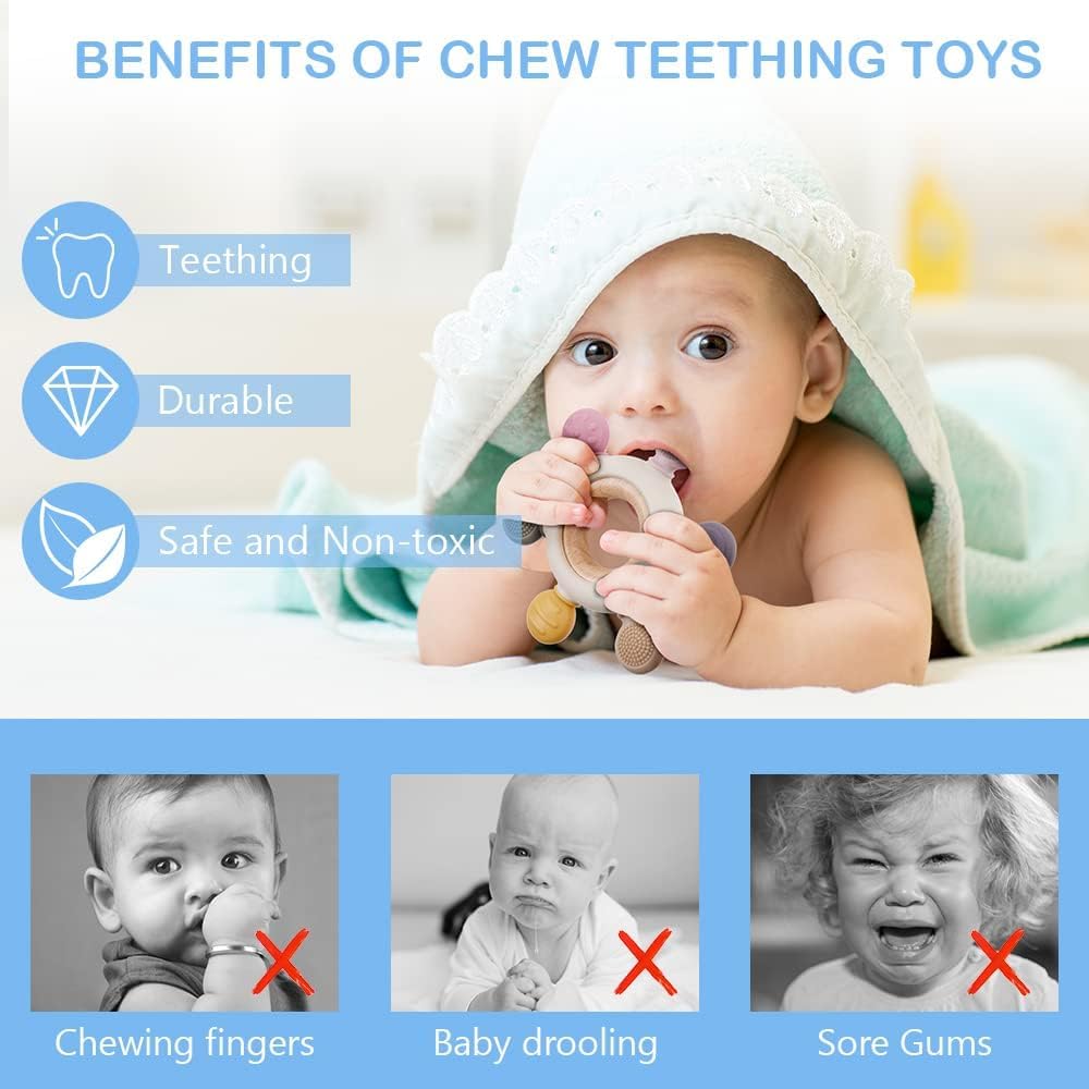 Vicloon Teething Toys, Sensory Chew Toys, BPA Free Silicone Teether Chew Toy, Easy to Hold and Clean Up - Image 3