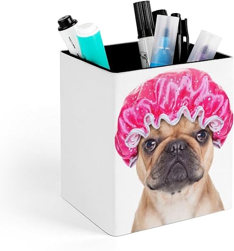 Niapessel Portalápices para escritorio, lindo soporte para bolígrafo de bulldog francés, organizador de escritorio, organizador de lápices, soporte
