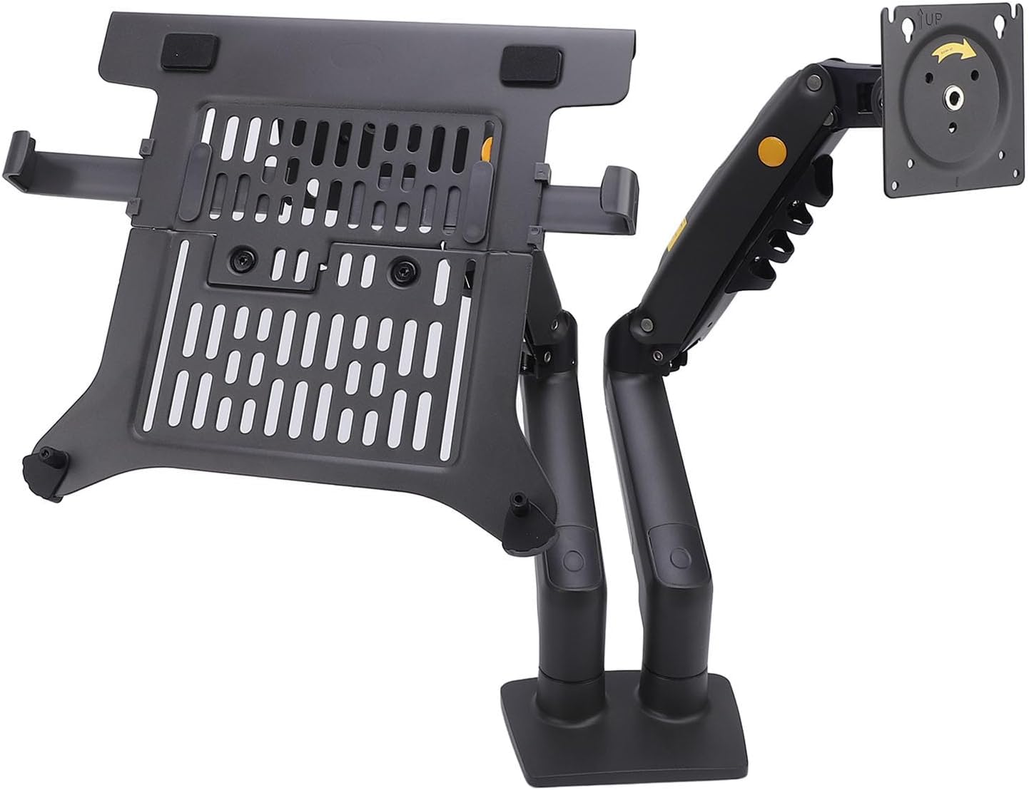 Display and Laptop Mount, Adjustable 2 in 1 Combo Mount with 360 Rotation and Height Extension, for 17-30in Monitor 10-17in Laptop Gaming Work Programming