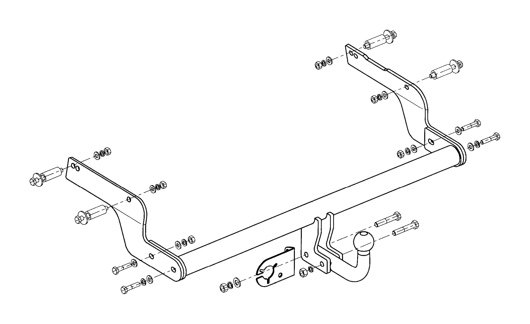 HOOK Nouveau attelage Rigide Fixe Compatible avec Dacia Sandero II 2013-2020 avec Faisceau électrique Universel 7-Broches