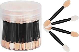80pcs Eyeshadow Applicators with Container, Disposable Dual Sides Eyeshadow Brushes, Eyeshadow Sponge Applicator Makeup Applicators(Black)