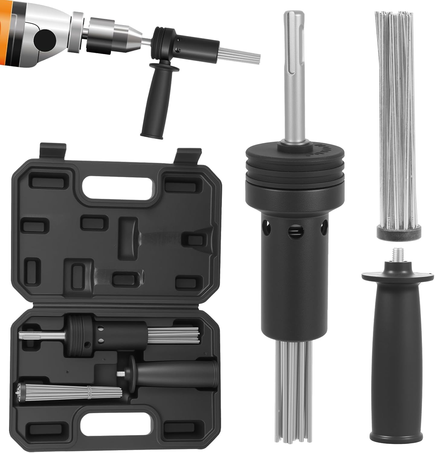 Needle Scaler SDS Plus Attachment，for Hammer Drill Needle Scaler Alternative，18 Prong for Paint Stripping Rust Removal Concrete Scabbling