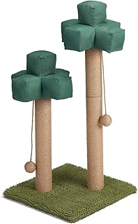 GIOPACO 30" Tall Cat Kitten Scratching Post,Pixel Style Cat Scratcher with 2 Scratching Poles & Dangling Ball for for Indoor Outdoor Kitten & Small Breed Adult Cat Use