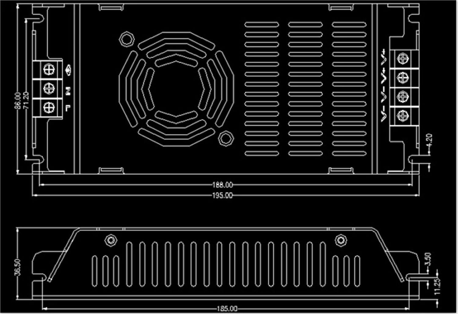 DC12V 30A 360W High Efficiency Small Size Single Output Switching Power Supply for Led Strip Lighting Power Adaptor(2Pieces per Pack)