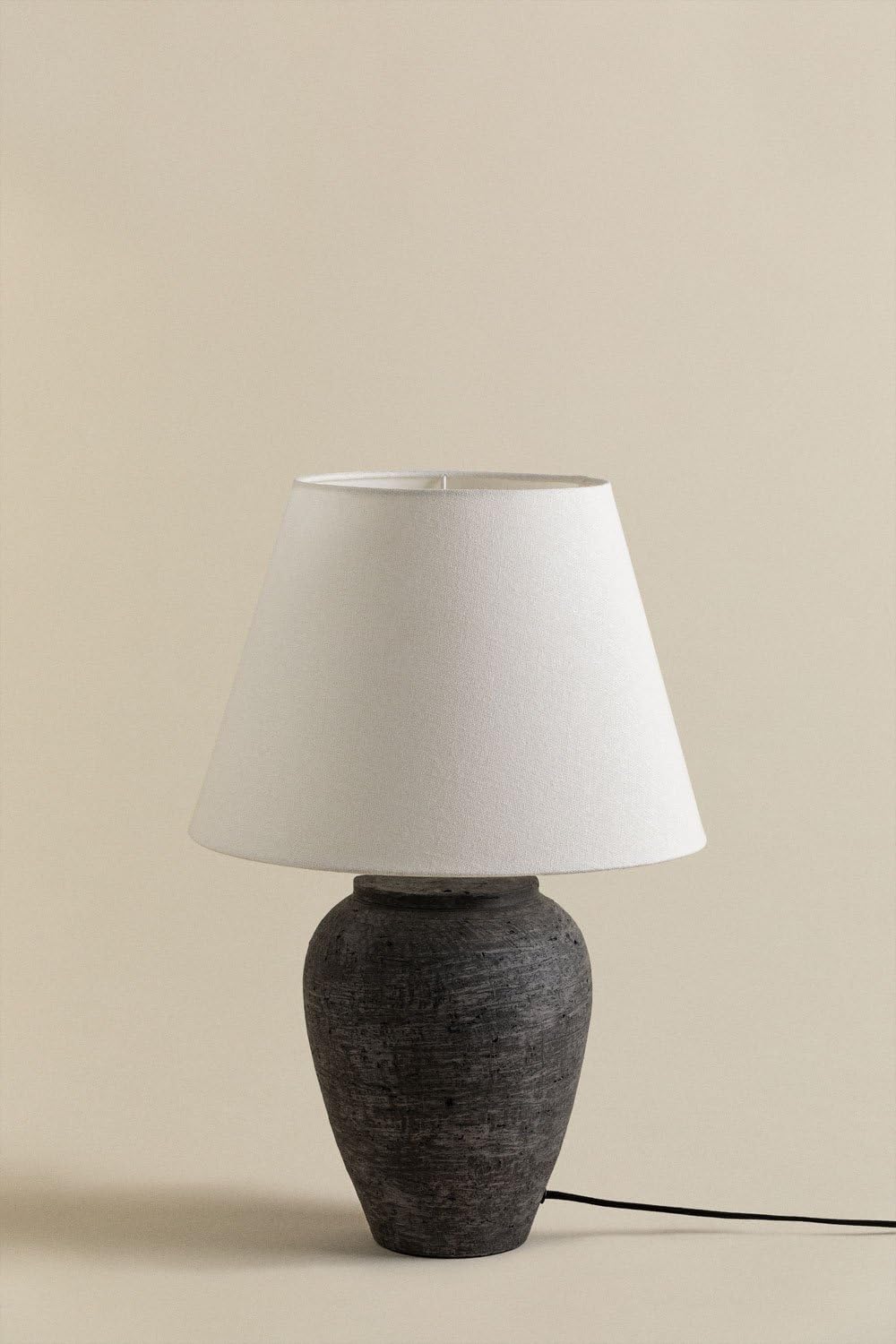 SKLUM Lampe de table Ximena en lin et terre cuite