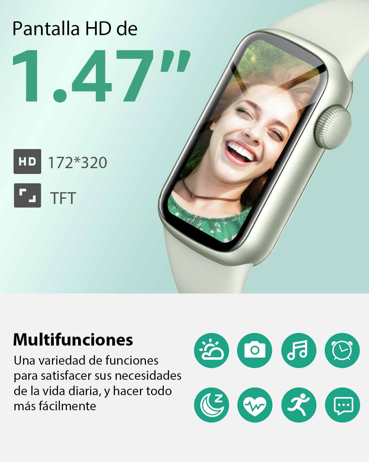 IMFRCHCS Smart Watch,con Pantalla Táctil de 1.47",137+Modos de Deporte Fitness Watch con Pulsómetro Monitor de Sueño, Contador de Pasos,IP68 Waterproof Activity Trackers para Mujeres Hombres