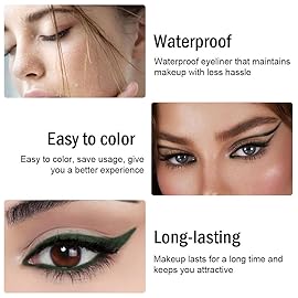 EVPCT 3Pc Shimmer Emerald Green & Shimmer Royal Blue & Green Gel Glitter Eyeliner Pencils Set - Waterproof, Smudge Proof Eye Liner Makeup - 06, 07, 12