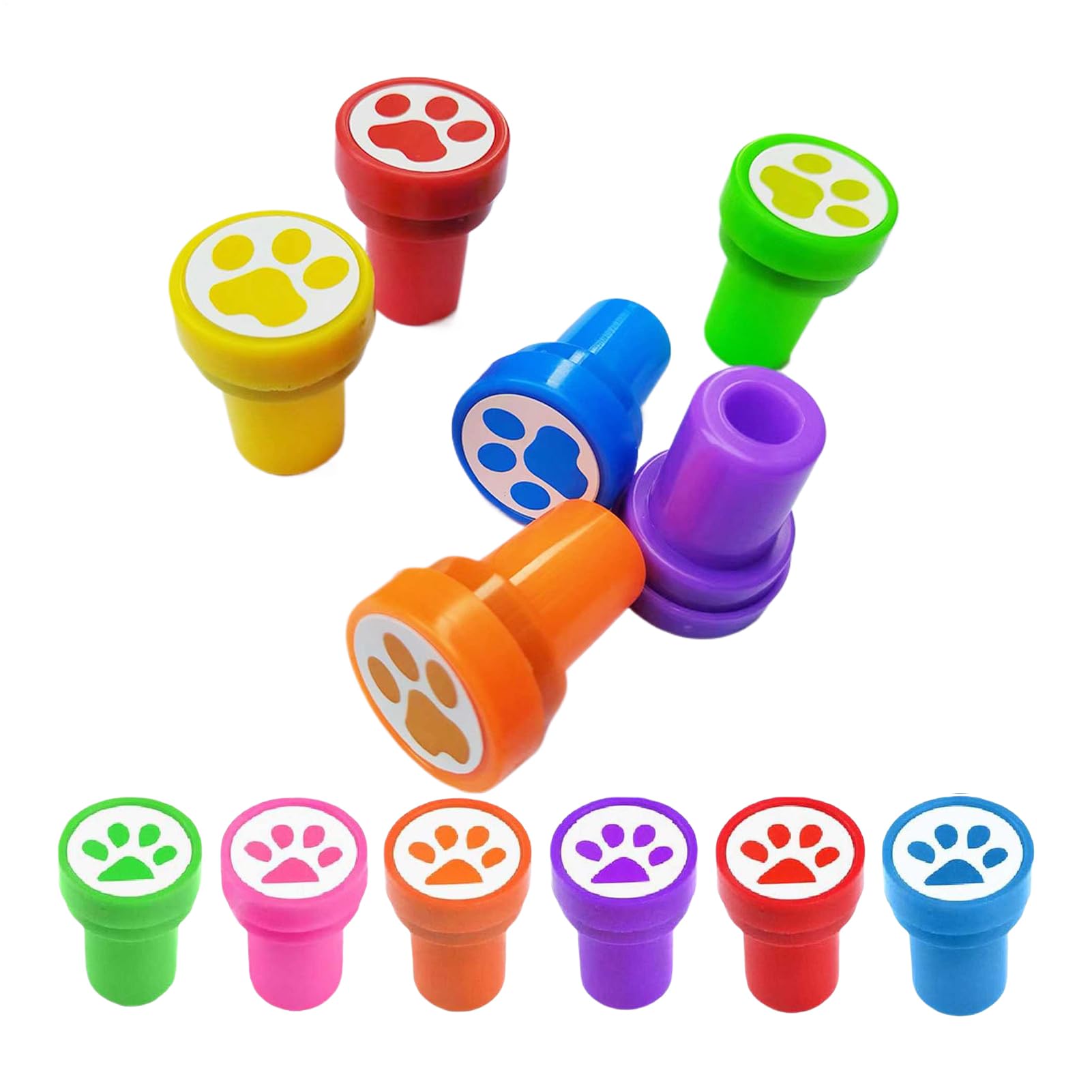 Dog Paw Stamp Set - 12-Piece Colorful, Compact Dog Paw Print Stamp, Self-Inking Stampers,Cute Gathering Accessories | Portable School Supplies for Educational Learning Activities