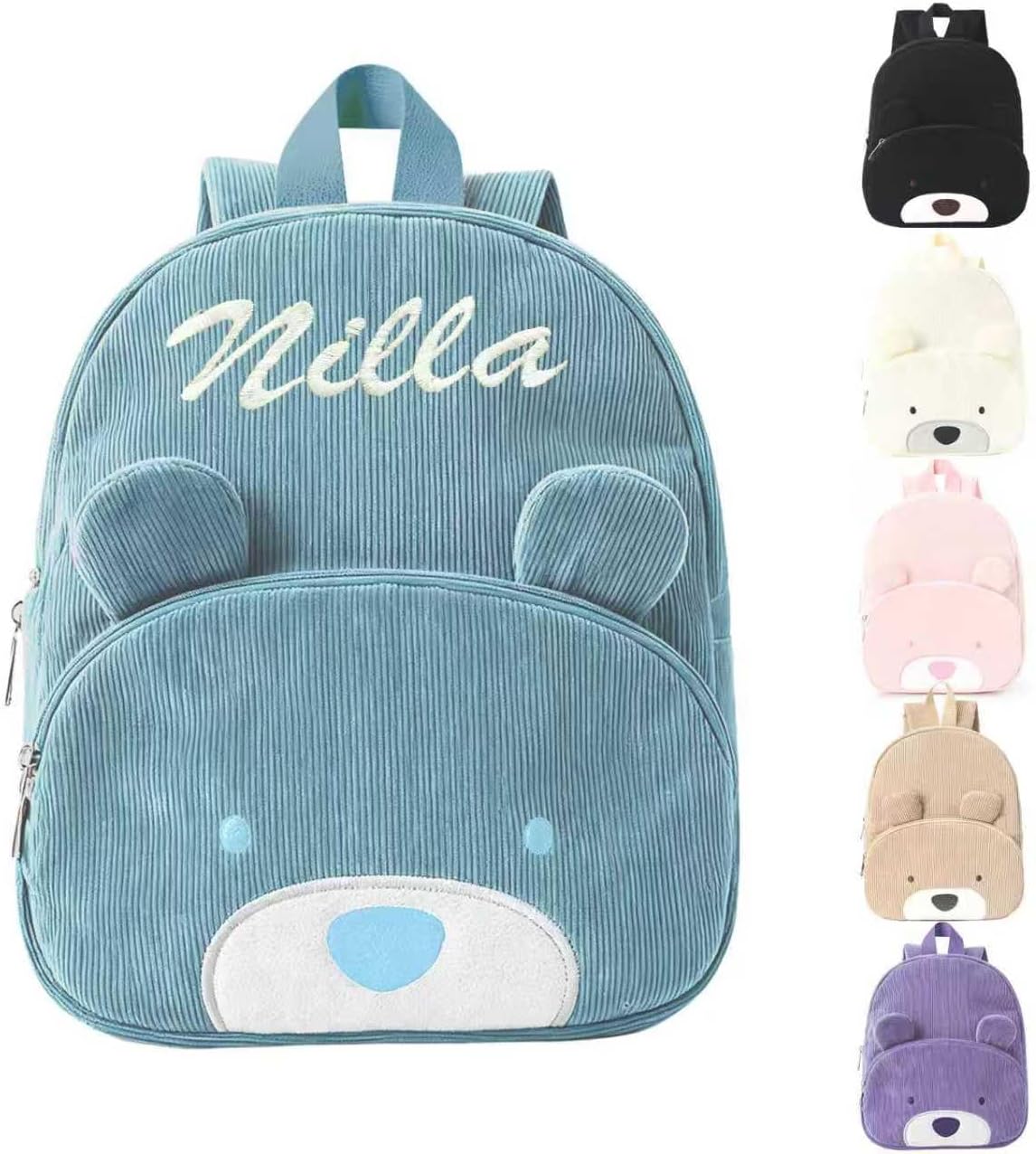 Bastwahl Mini Sac à Dos Pour Enfant Fille Et Garçon, Sac à Dos En Velours Côtelé Avec Joli Motif D'ours Pour Enfants, Sac D'école Maternelle