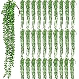 Janinka 32 Pcs Artificial Succulents Bulk Hanging Plants 24 Inches Large Fake String of Pearls Fake Plants Wall Greenery Decor for Garden Indoor Outdoor Decoration