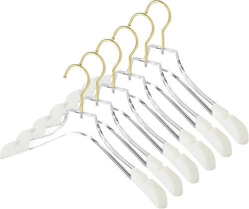 Besser - Paquete de 6 perchas acrílicas de lujo de 15 pulgadas, perchas acrílicas doradas con hombros anchos para abrigo, perchas antideslizantes de
