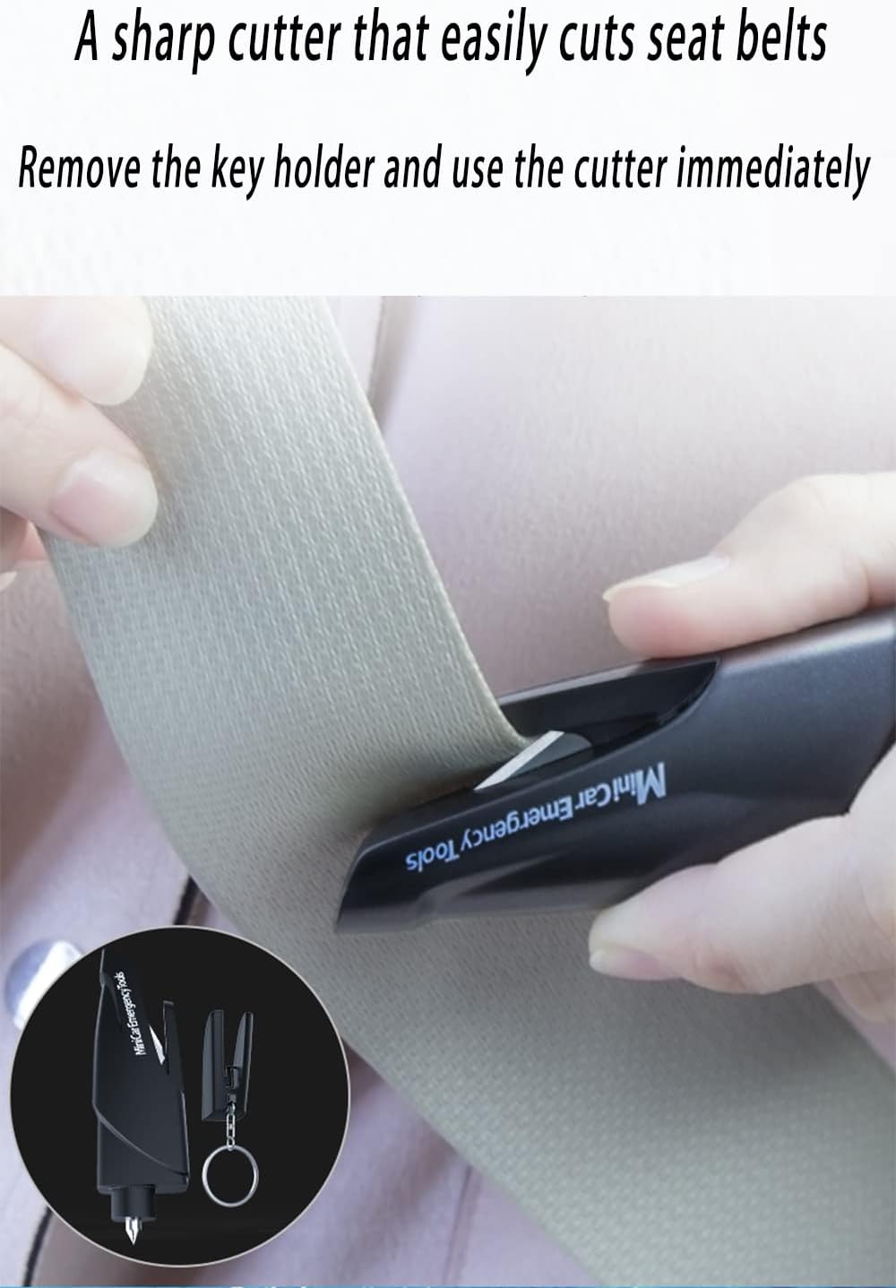 4 Pack Car Window Breaker and Seat Belt Cutter, Emergency Keychain Car Escape Tool with Glass Breaker Seatbelt Cutter,Car Safety Hammer,Black