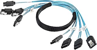 XMSJSIY Internal 4 SATA Host to SATA 7pin x 4 Target SSD Hard Disk 6Gbps Data Server Raid Cable SATA-II III Cable for SDD HDD CD DVD Drives - 50cm