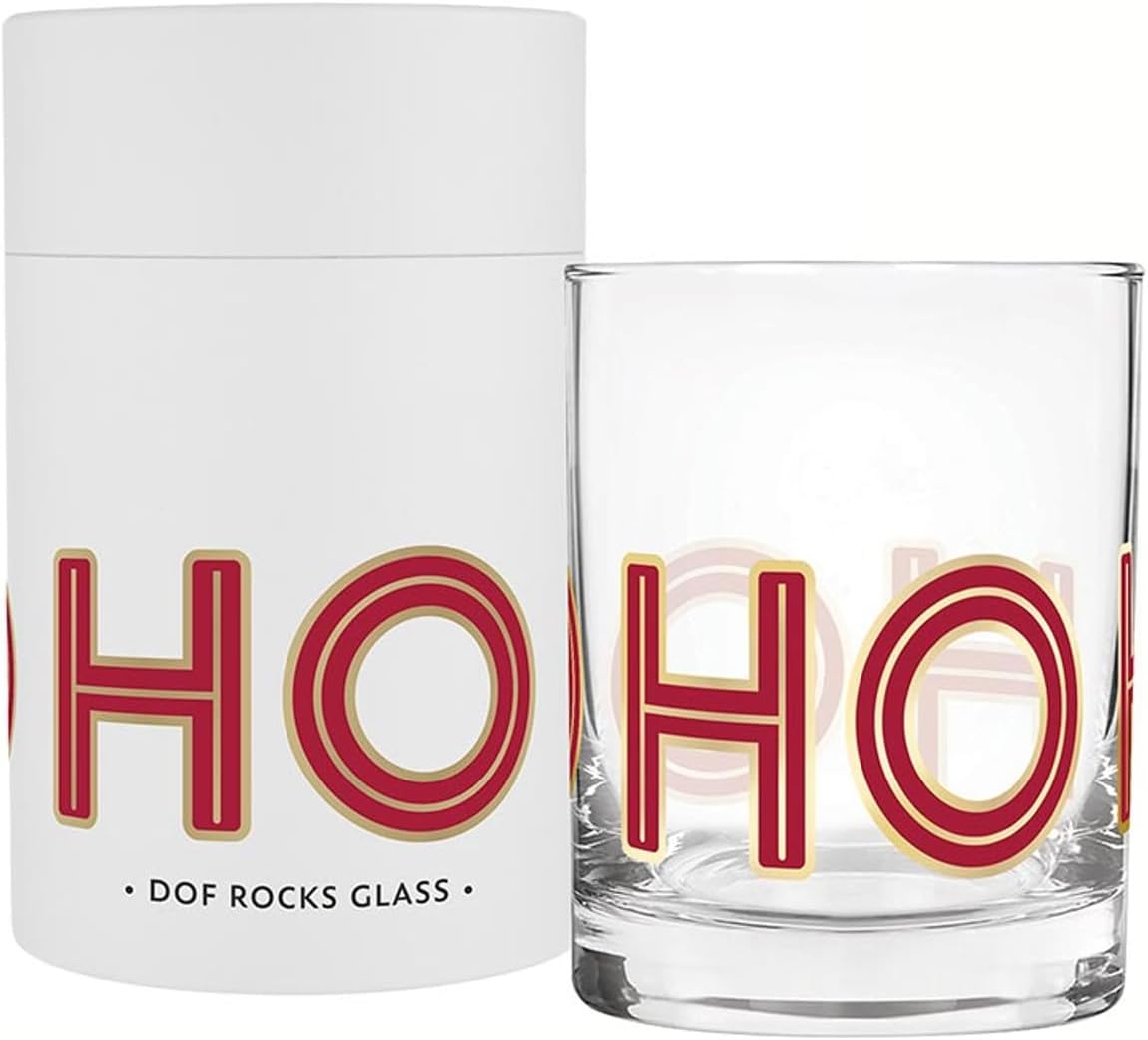 Santa Barbara Design Studio Holiday Double Old Fashioned Whiskey/Rocks Glass with Gift Box, Holds 14-Ounces, Love & Joy