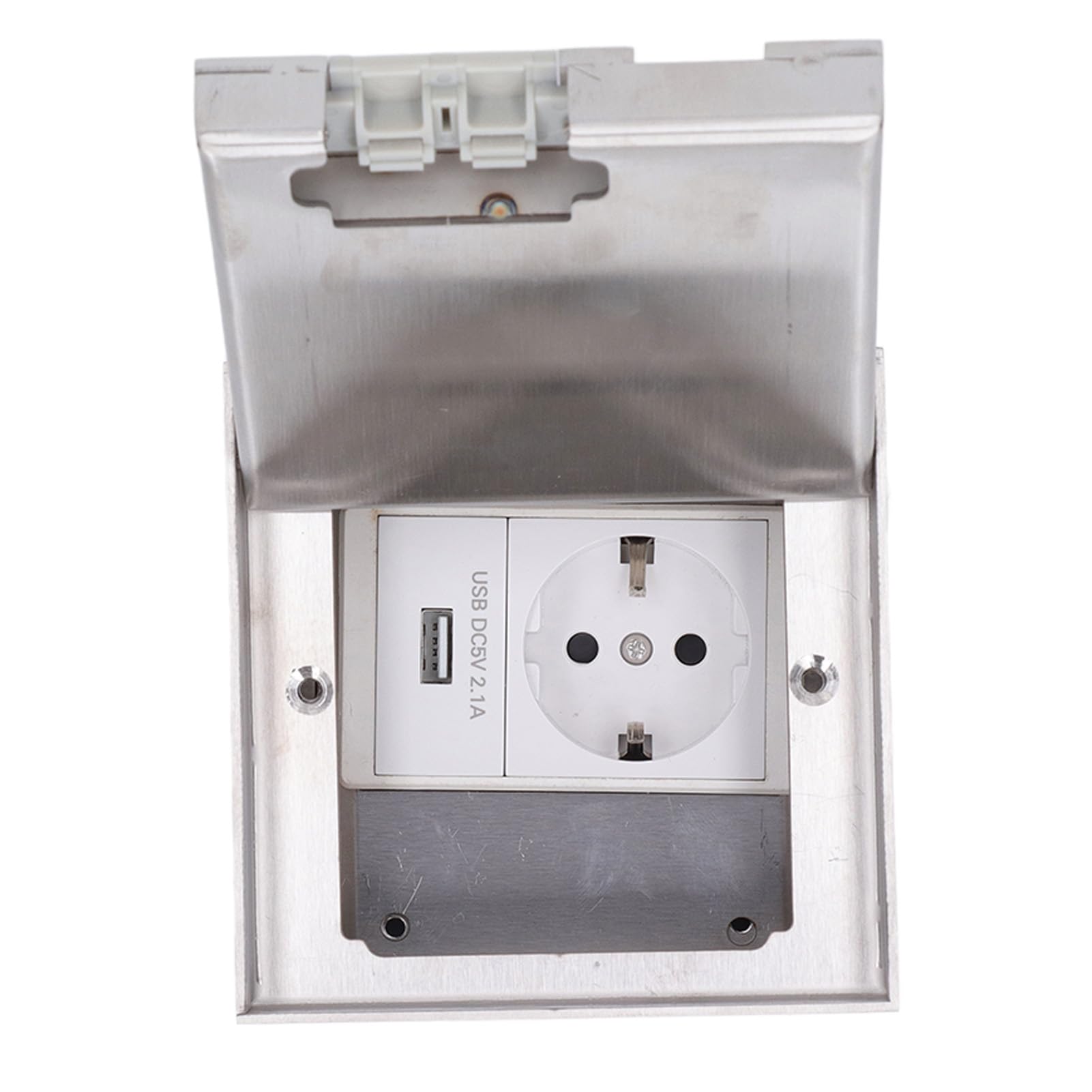 Wbudowane Gniazdo Podłogowe z Portem USB, Stal Nierdzewna, 250V, 16A, 4000W, IP40, Trudnopalne PC, do Wtyczki UE