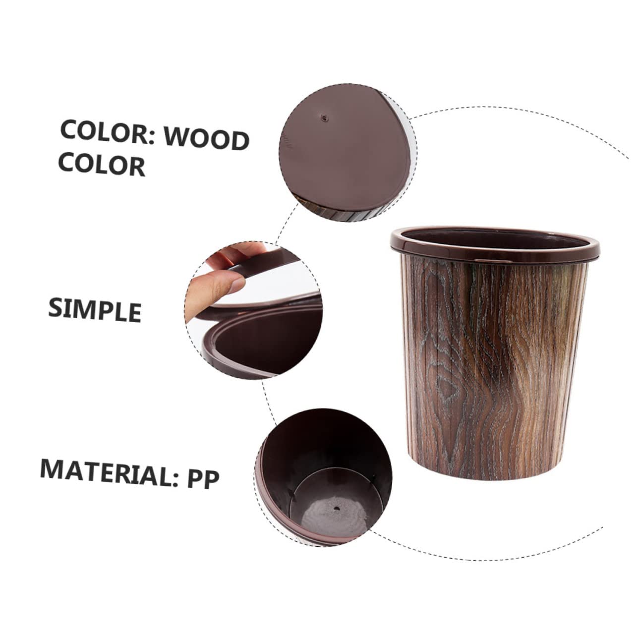 ABOOFAN 1pc Retro Trash Can Rubbish Container Wastes Container Bathroom Waste Storage Garbage Container Home Garbage Bin Household Trash Bin Garbage Can Home Trash Can Retro Rubbish Can