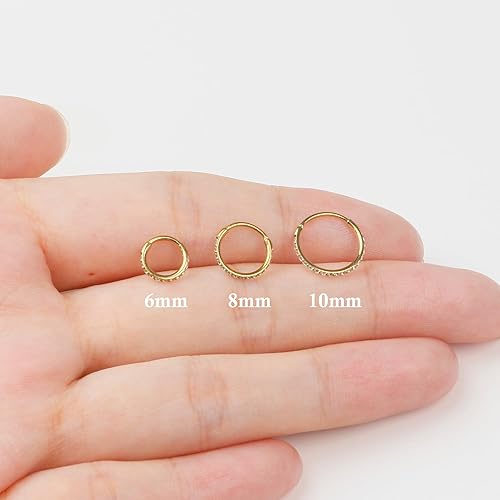 Miniatura 4 de SmileBelle 14K Gold Hinged Nose Rings Hoop for Women 20G, 316L Surgical Steel Clicker Septum Ring, Hoop Huggie Earring for Upper Lobe Cartilage