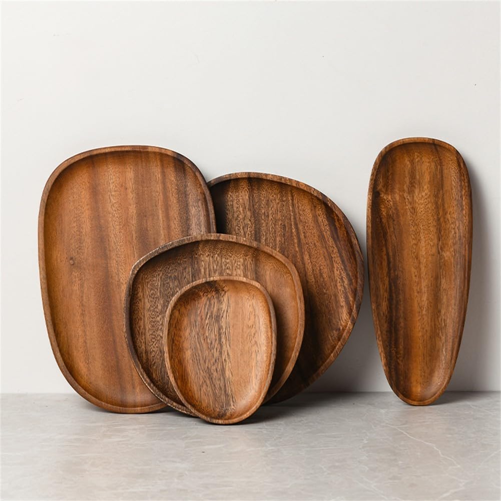 Vassoio ovale in legno di noce, piccolo vassoio in legno per feste, snack, cibo, biscotti, pane, frutta, insalata (30 x 20 x 2 cm)
