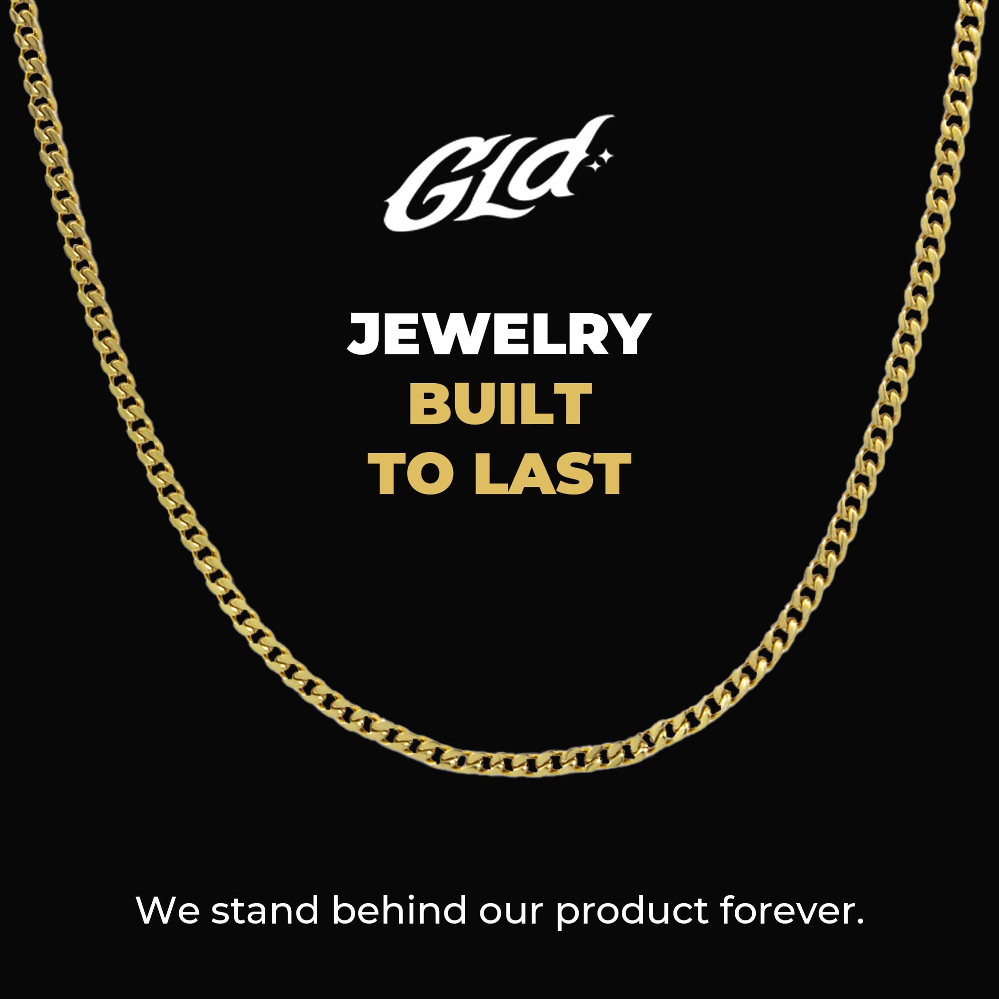 GLD Cuban Link Chain for Men and Women - Gold-Plated Micro Cuban Chain with Premium Storage Travel Pouch - Snatch-Proof Clasp, Sweat-Proof and Fade-Resistant - Lifetime Quality, Designed in Miami