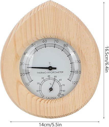Miniatura 2 de Termo higrómetro, higrómetro de madera 2 en 1 en forma de gota para sala de sauna y sala de sudor, pequeño y delicado, rango de temperatura 50.0 F -