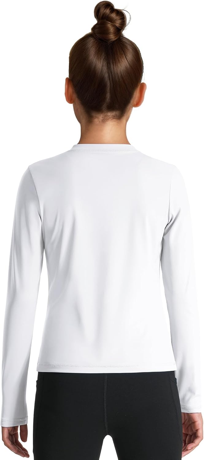 HASMES Girls Long Sleeve Athletic Shirts Kids Quick Dry Lightweight Yoga Tops for Sports Cheer Basic Tees Activewear - Image 2