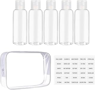 旅行用トイレタリー収納ボトル | 詰め替え可能 透明 空 収納袋付き | 旅行サイズ 容器 トイレタリーボトル | シャンプー コンディショナー メイク落とし 液体石けん 家屋内外用