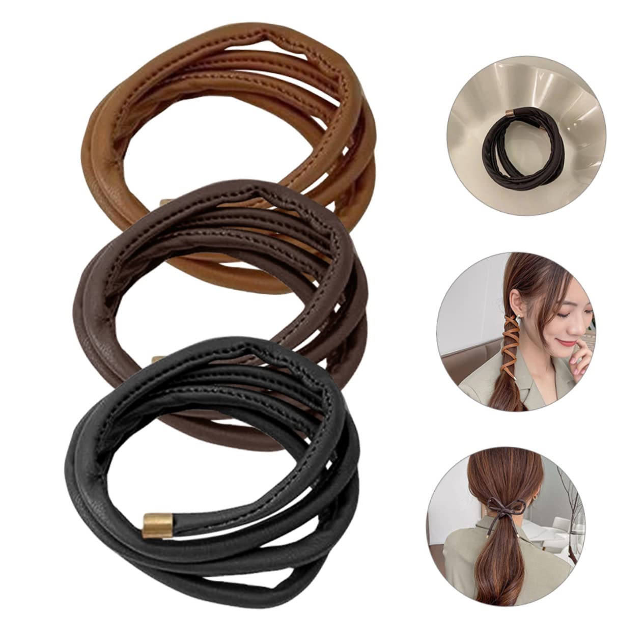 minkissy 15piezas Diademas Trenzadas Para Mujeres y Niñas Accesorios Para Cabello Estilo Para Coletas y Peinados Elegantes Oscuro