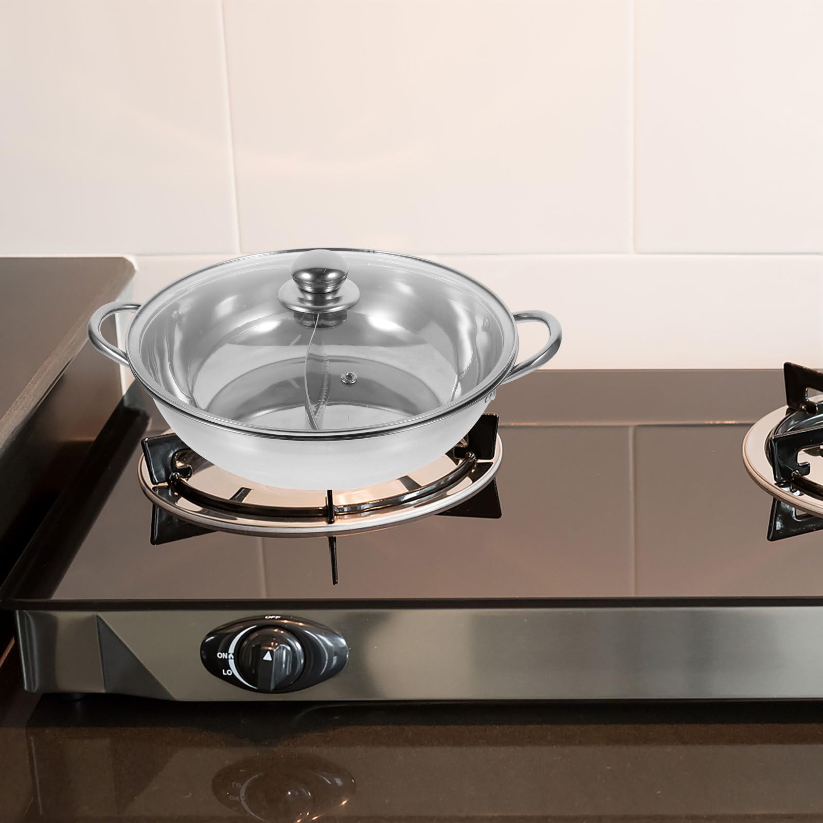 Doppelseitiger Hot Pot Topf aus Edelstahl mit Trennwand Geeignet für Induktion und Gasherd Multifunktionaler Suppentopf für Verschiedene Geschmacksrichtungen