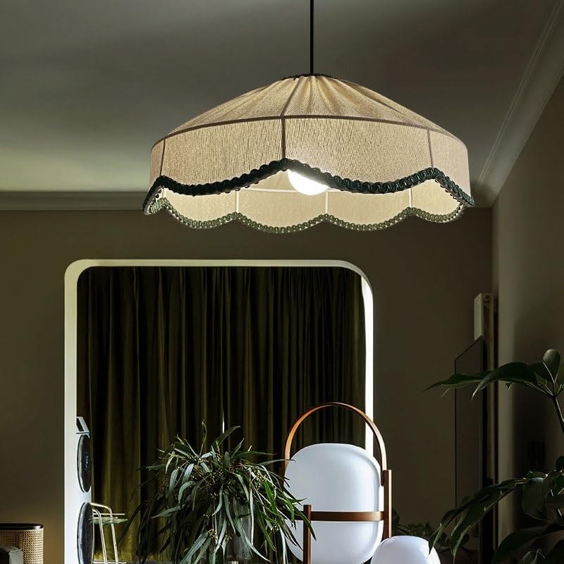 Lampe Suspendue E27 crème style français pour chambre - 2