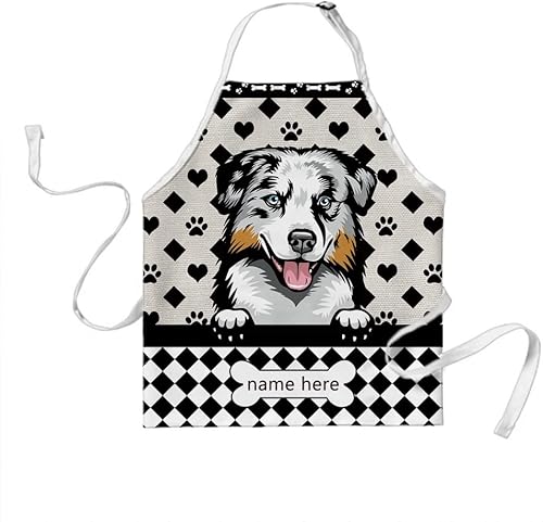 Miniatura 10 de MALIHONG Delantal de lunares de perro personalizado lindo mirando perro Airedale