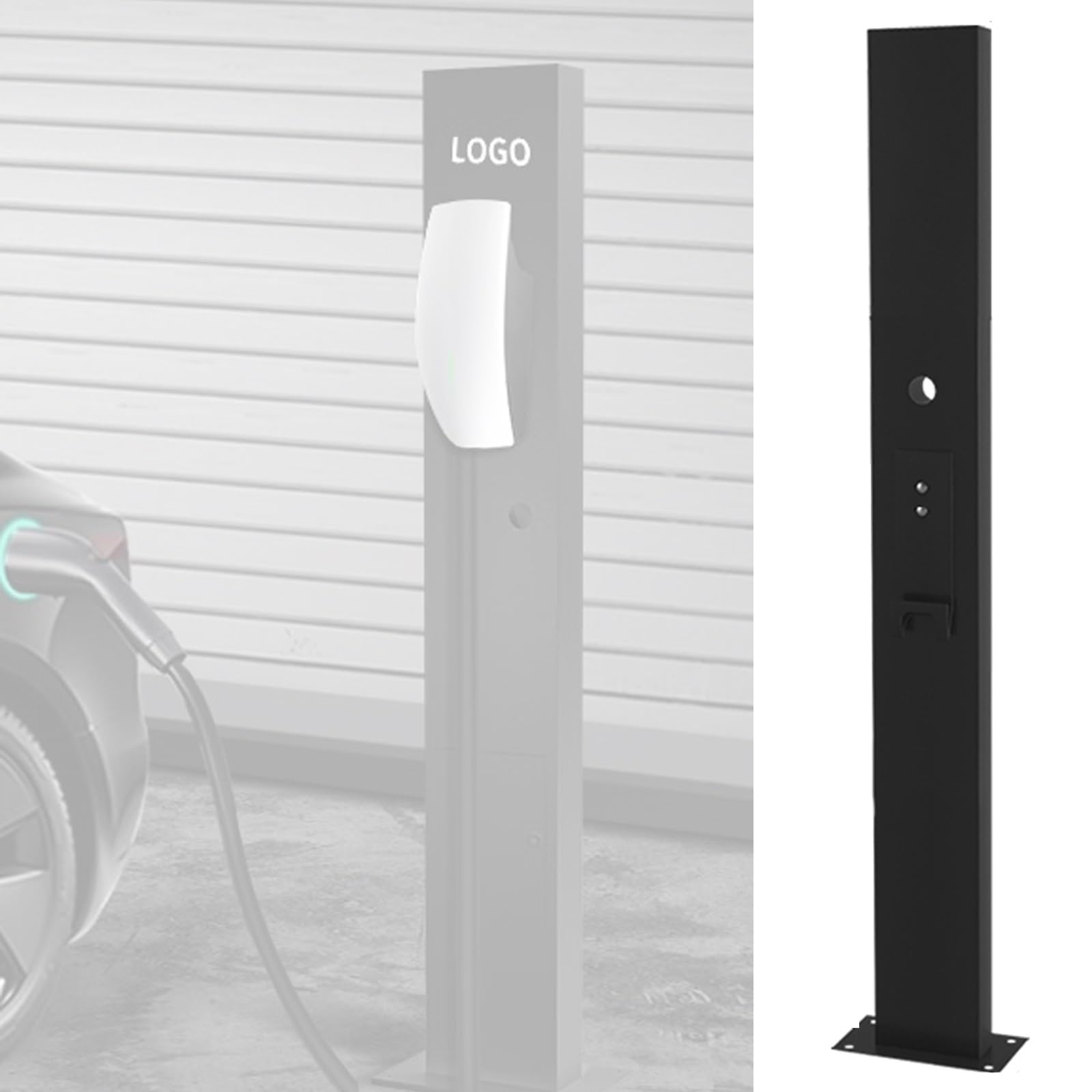 Generico Piedistallo per Stazione di Ricarica per Veicoli elettrici in Acciaio Inossidabile, Caricabatterie da Pavimento per Esterni, Colonna di Ricarica per Veicoli elettrici ad Alta Resistenza per