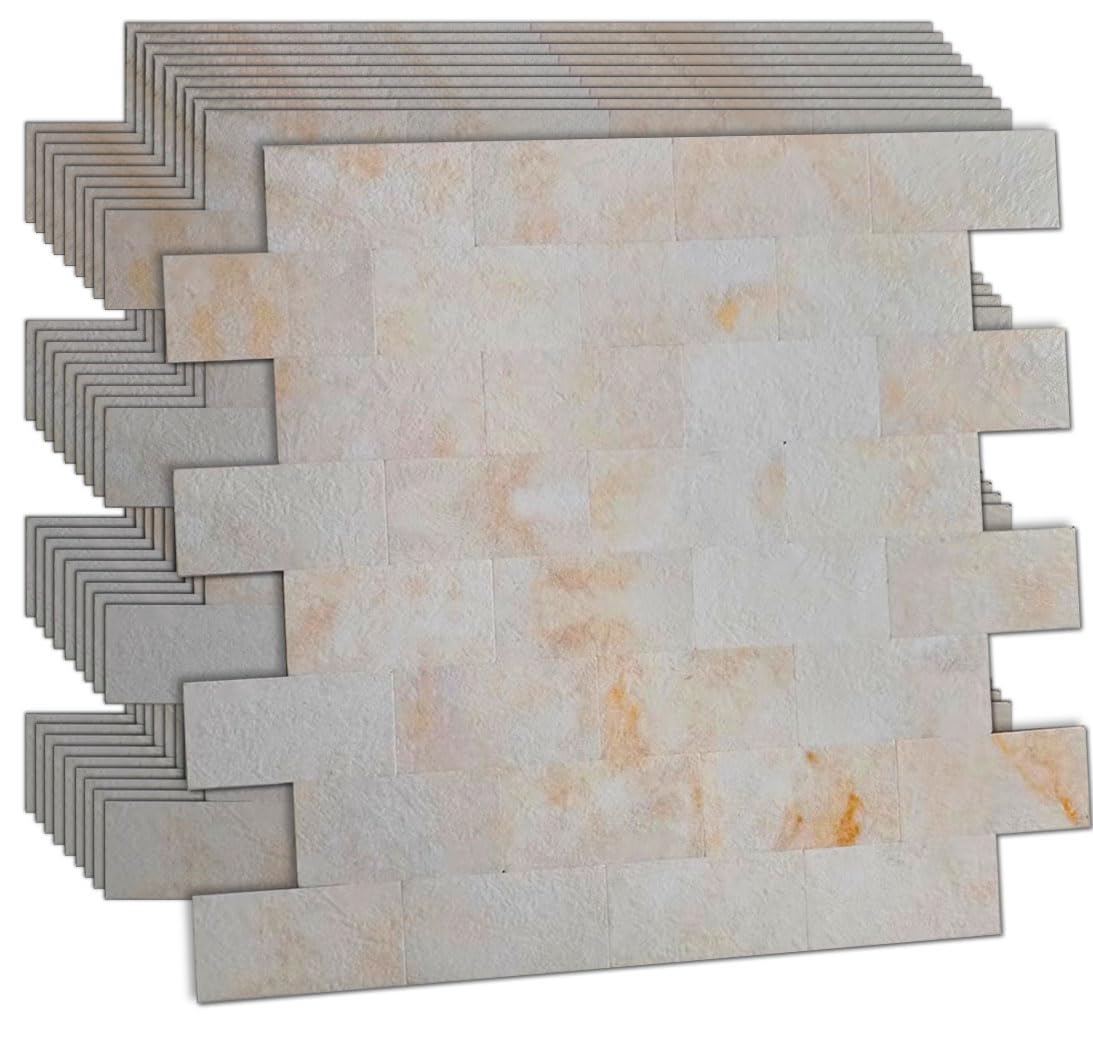 Panneau mural 3D mosaïque en PVC beige lot de 10 feuilles de carreaux de dosseret adhésif