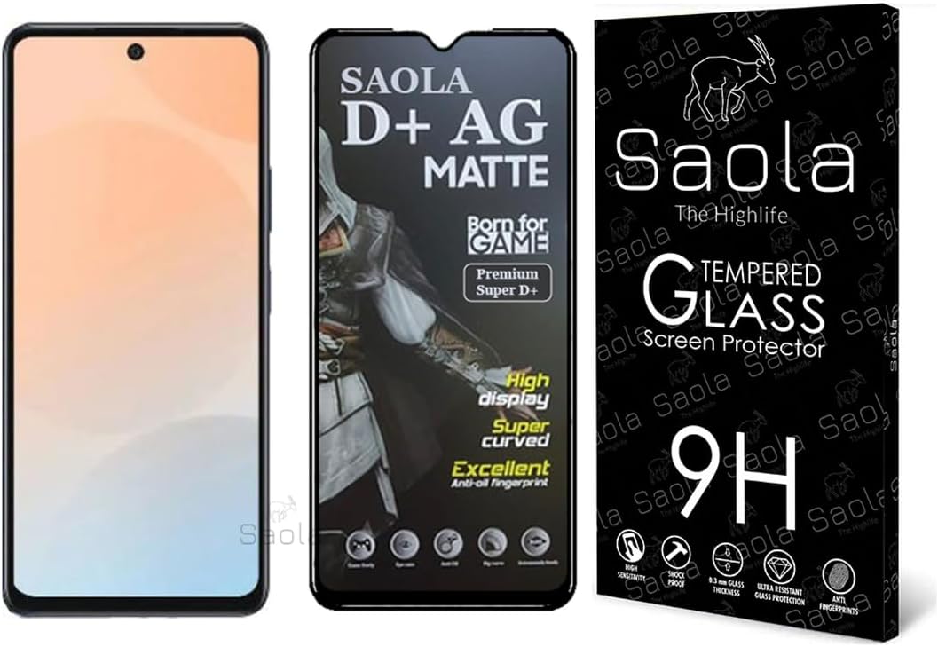 Saola® HD Matte Tempered Glass With 18H Hardness For Infinix Hot 50 Pro 4G (PACK OF 1) with Free Installation Kit. Full screen Coverage. Free Replacement If Received Damaged - 6.78 inch