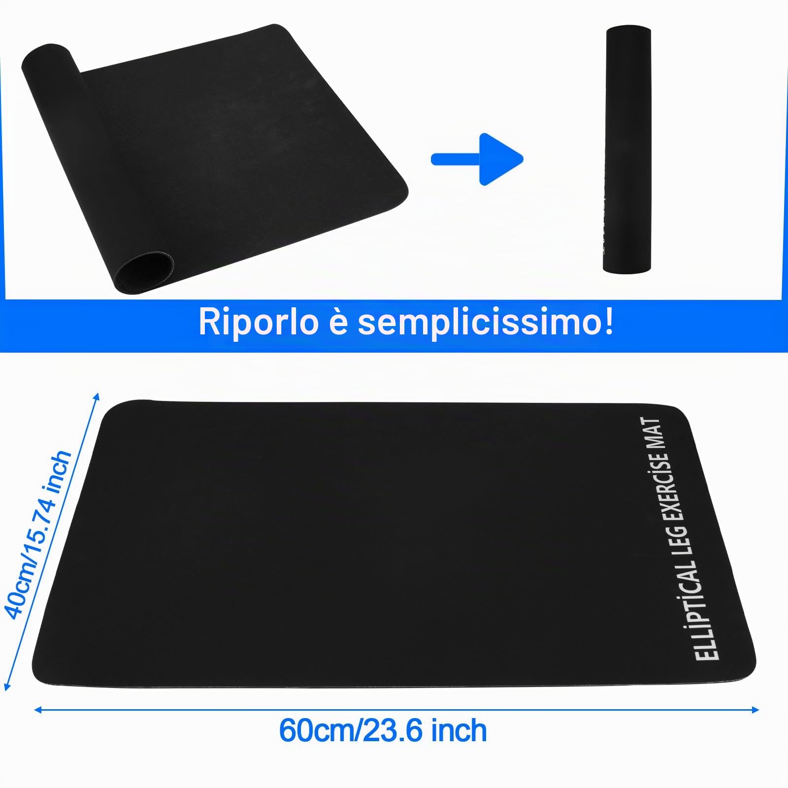 Gosknor Tappetino Esercizi per le Gambe Ellipse, 60x40cm Tappetino Antiscivolo Allenamento Macchine Ellittiche Sotto la Scrivania Tappetini Attrezzi per Esercizi per Domestico Ufficio