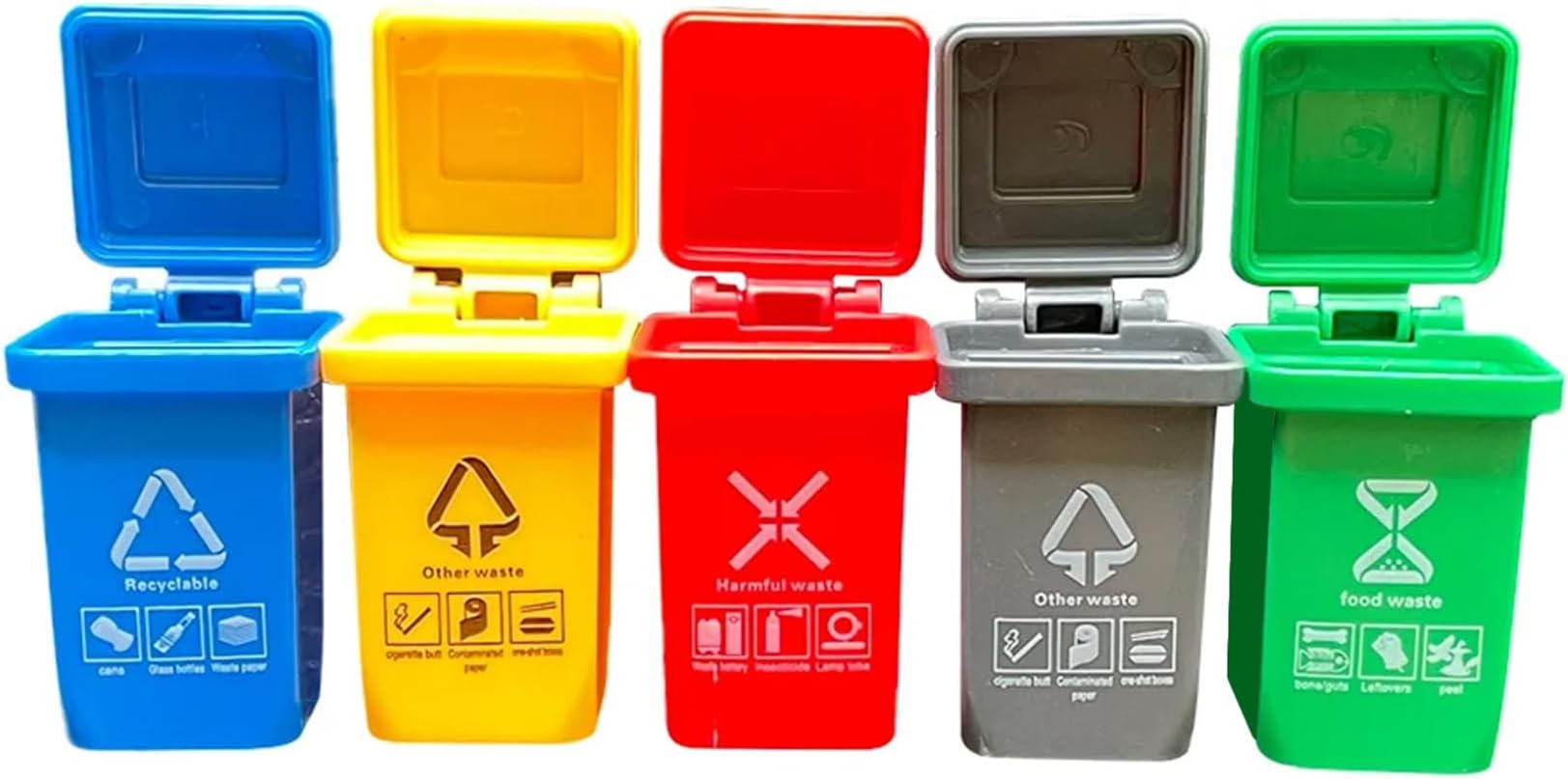 Mini Garbage Cans Sorting Game Toy 5PCS/Set, Interactive Learning Toy Trash Cans Safety Mini Recycling Bin for Children Gifts/ 1x1.6 Inch