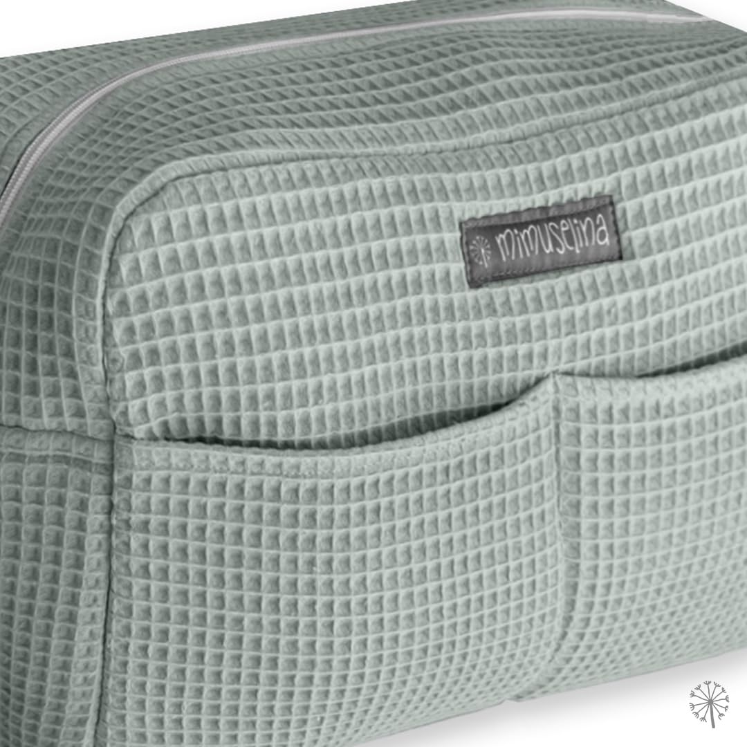 MIMUSELINA Sac Poussette | Grand Organisateur Poussette pour Bébé | Organisation Totale avec 7 Poches | À Porter à l’Épaule ou à Fixer sur la Poussette sans Crochets | Fabriqué en Espagne