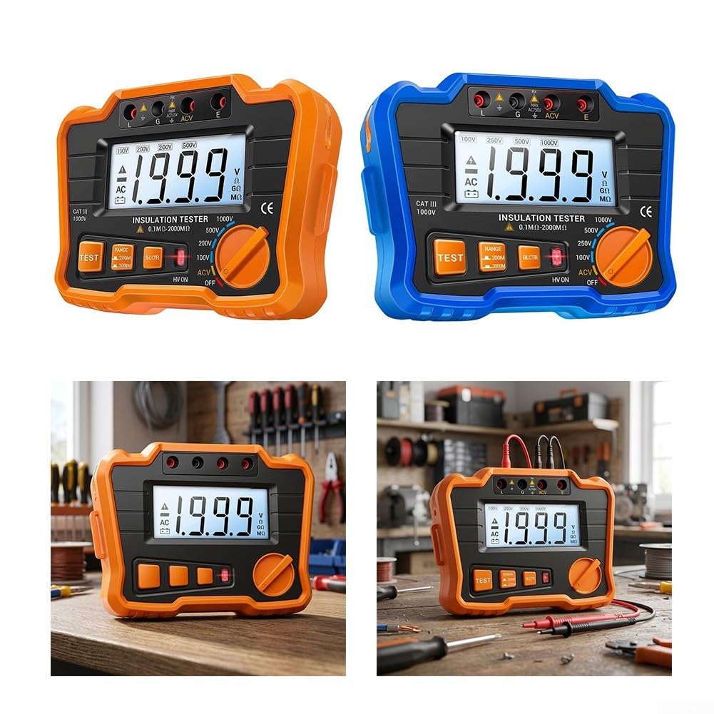 ReachMall MH10 Isolationsmessgerät 0.1-2000MΩ LCD Hintergrund(Blue)