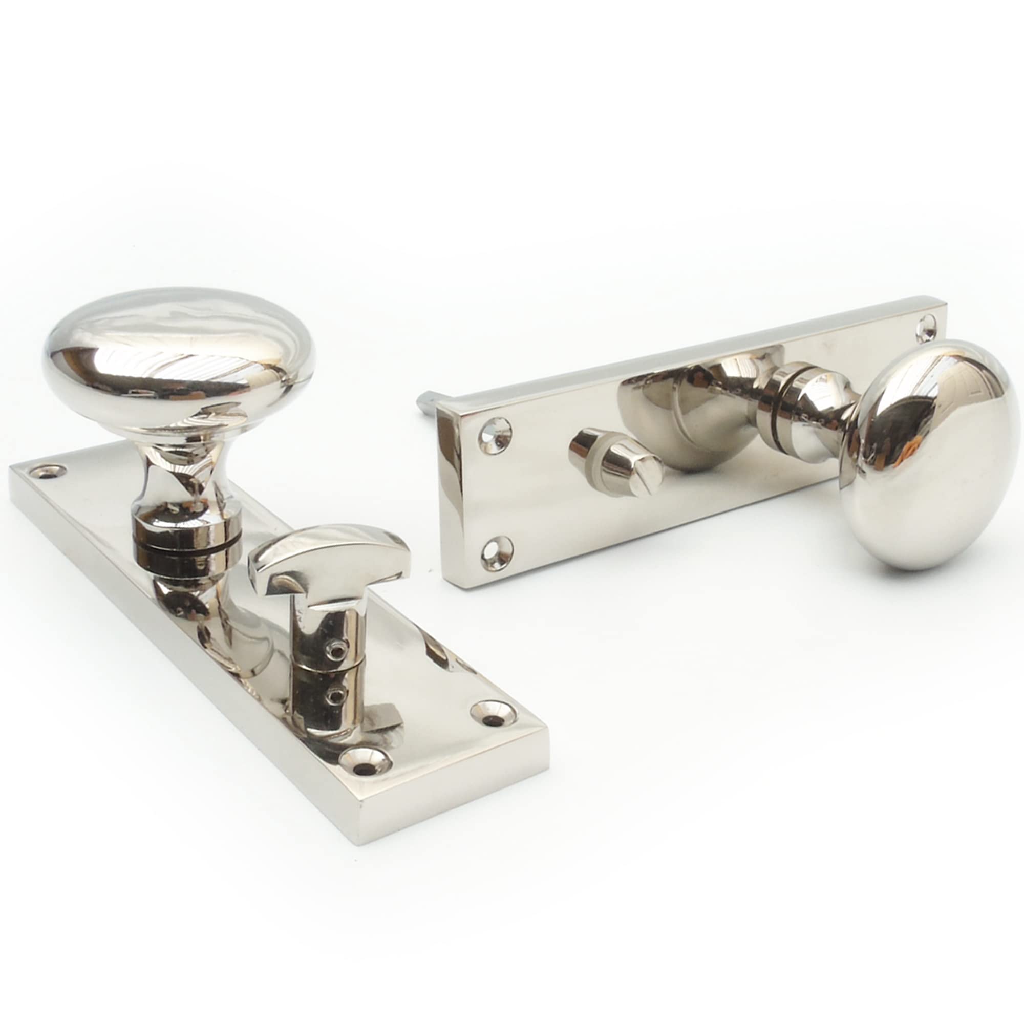 Jones & Grey Nickel New York Polished Chrome Round Knobs Bathroom Door Handles On Backplate