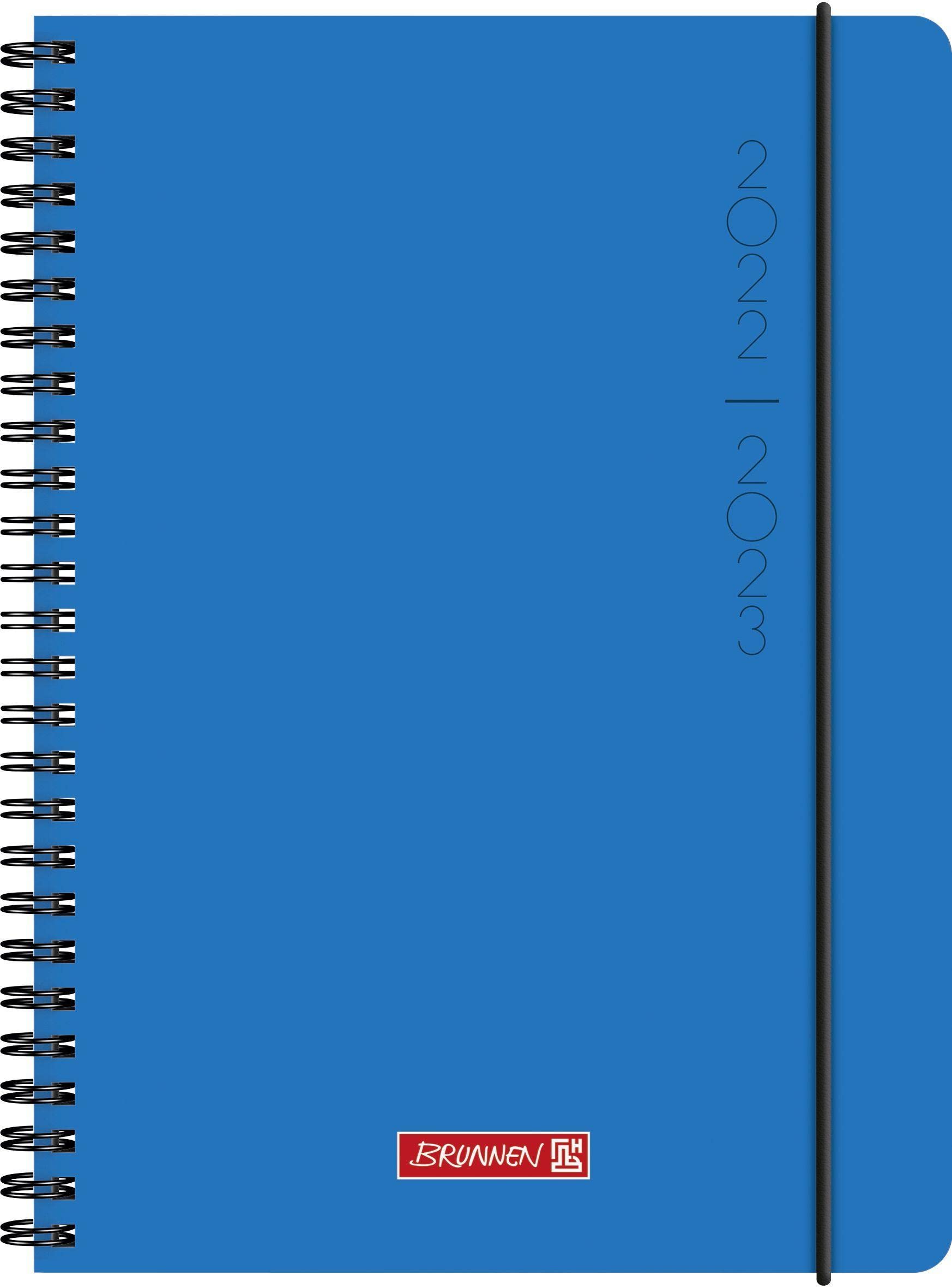 Brunnen Plain Blue School Diary 2022/2023 A5 2 Pages = 1 Week, 1072155113, Motif: Plain Blue