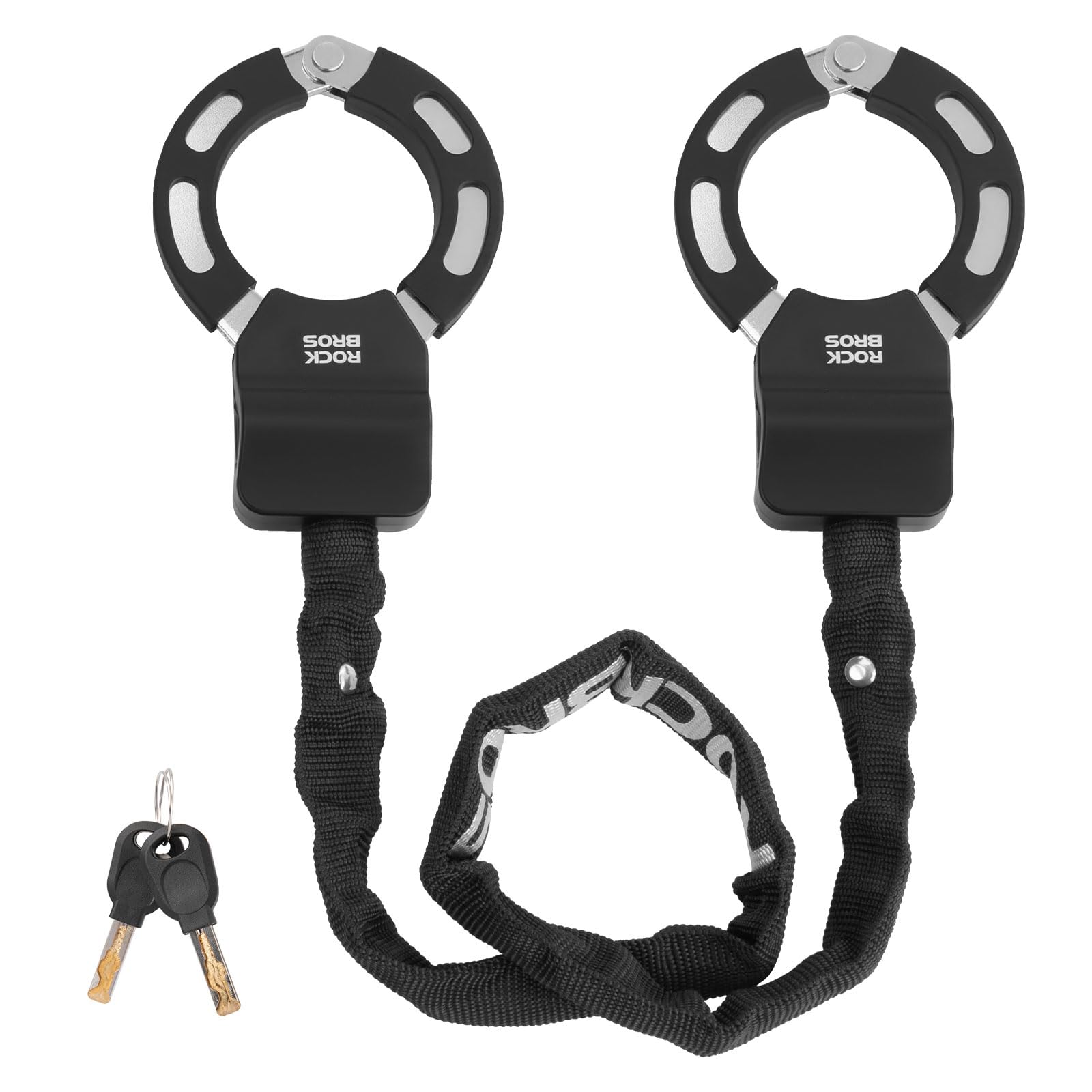 ROCKBROS E-Scooter Schloss mit 59,5 cm Stahlkette, Leichtes Fahrradschloss, Handschellenschloss für Roller & Fahrrad, 2 Schlüssel