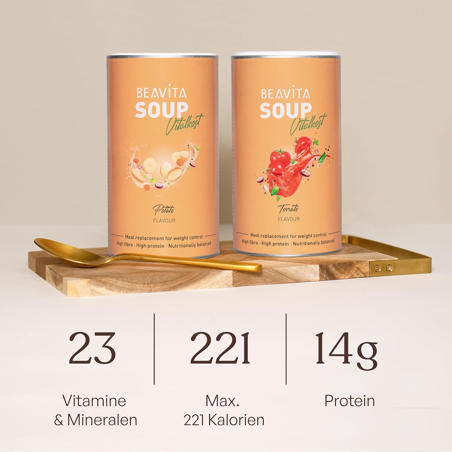 BEAVITA Diät Suppe Kartoffel (2x 540g Dose) für 9 Suppen zum Abnehmen*, nährstoffreicher Mahlzeitenersatz Shake, Kalorien sparen & Gewicht reduzieren mit einer leckeren Instant Suppe