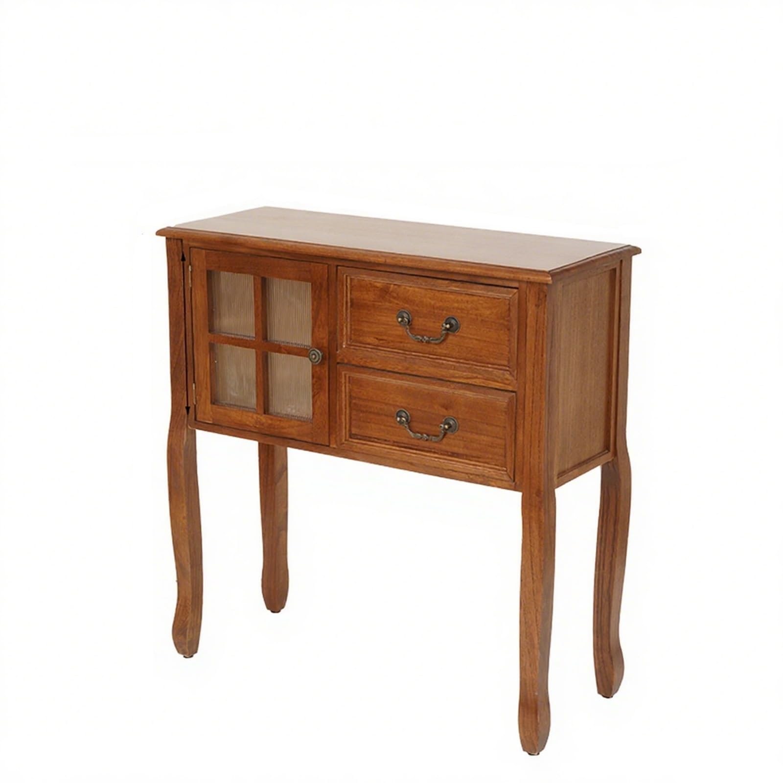 Tavolo da ingresso in legno massello con cassetti e ripiano aperto, consolle stretta per soggiorno, corridoio, dietro il divano, 99,8 cm